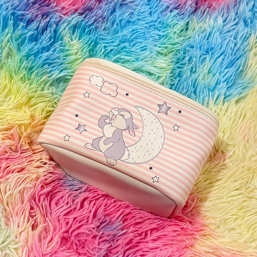 Primark Disney Makeup Bag Womens OS Pink NWT Thumper Moon Stars Striped Case